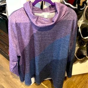 Christopher and Banks cowl neck tunic in purple and blue. Size 3x